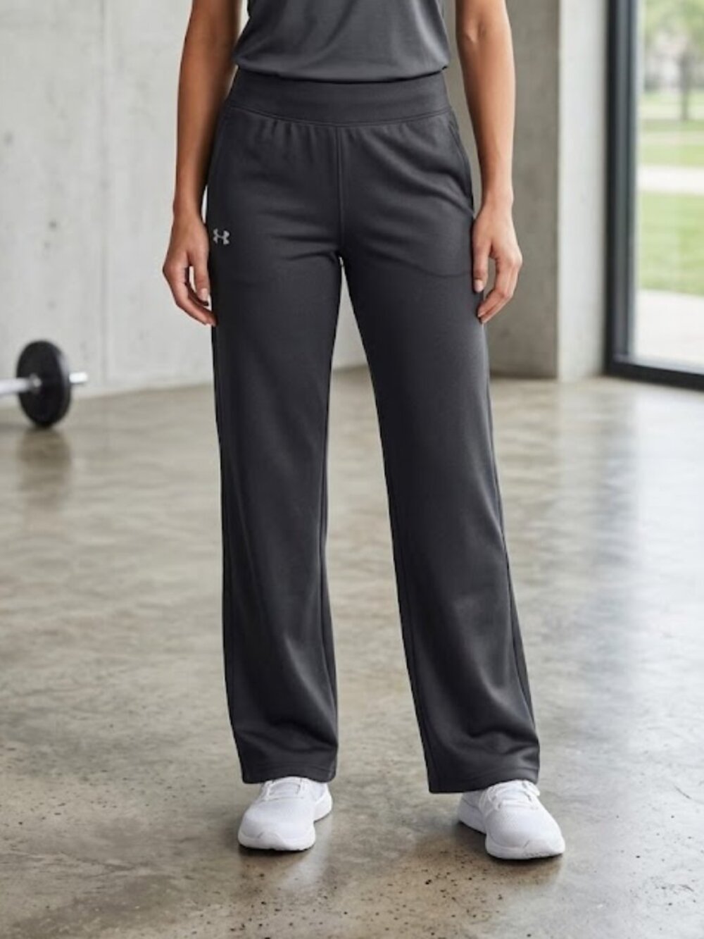 Under Armour Black Wide Leg Open Bottom Fleece Sweatpants Size Large NWT